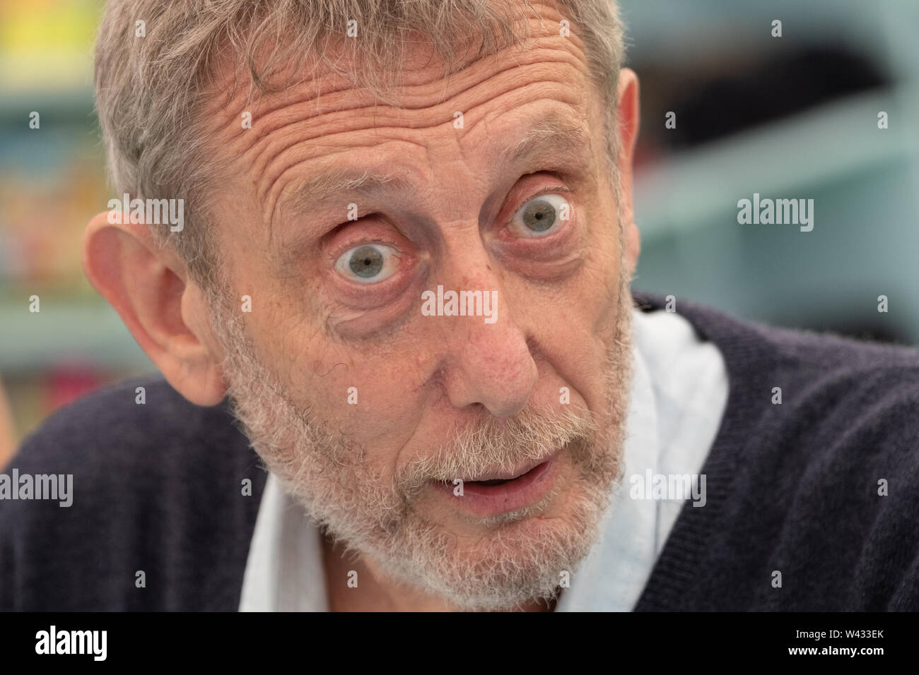 Michael Rosen, writer and broadcaster,  at the  32nd annual Hay Festival of Literature and the Arts. Stock Photo