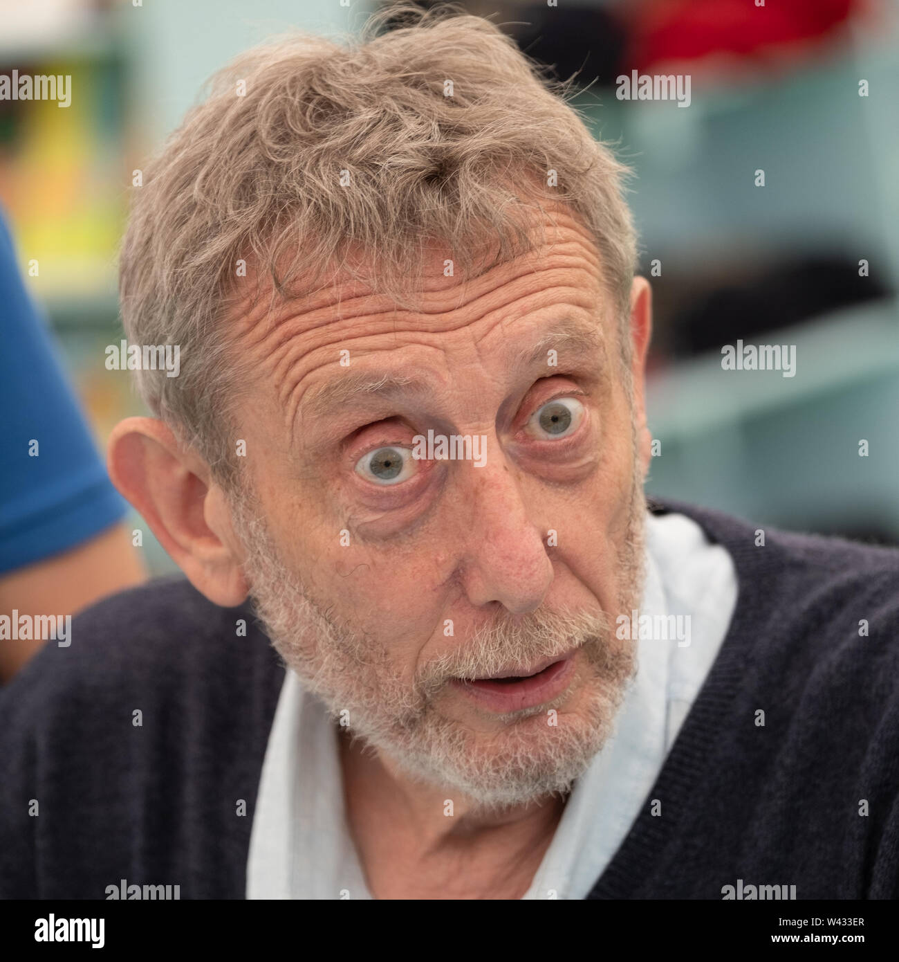 Michael Rosen, writer and broadcaster,  at the  32nd annual Hay Festival of Literature and the Arts. Stock Photo