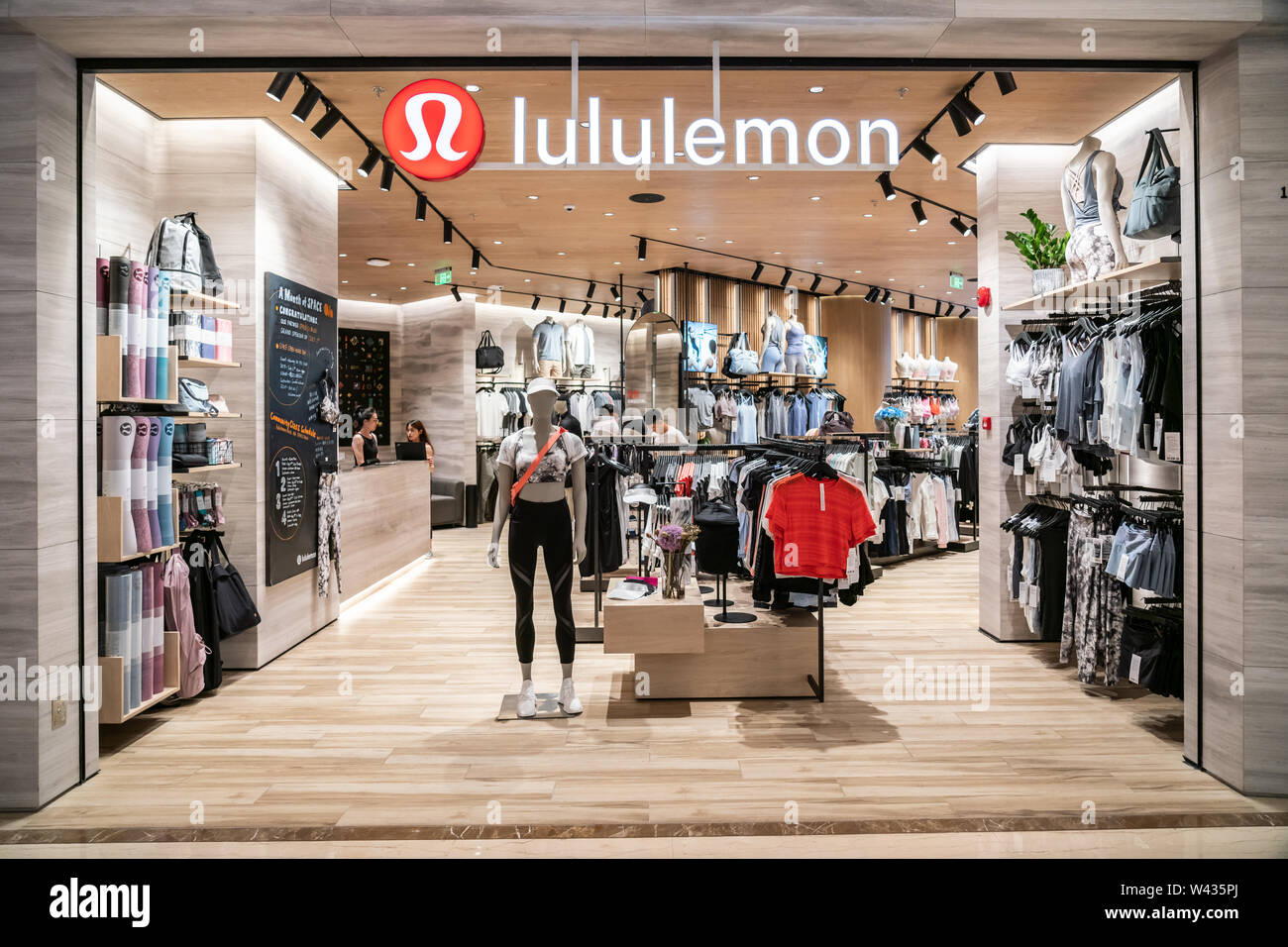 Canadian athletic apparel retailer Lululemon store and logo seen