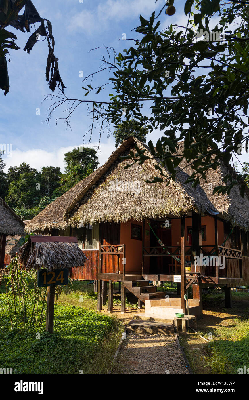 Lodges on the Tambopata Ecolodge, Amazonia, Peru, South America Stock Photo