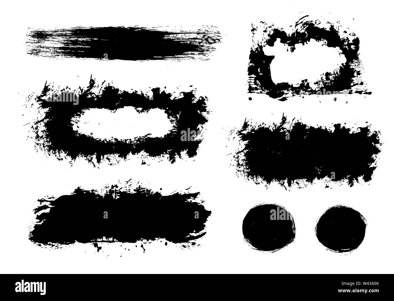Brush strokes. Vector paintbrush set. Grunge design elements Stock ...