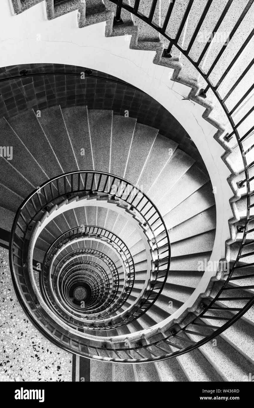 Spiral staircase in the Skyscraper The Nebotičnik ljubljana Slovenia EU Europe Stock Photo