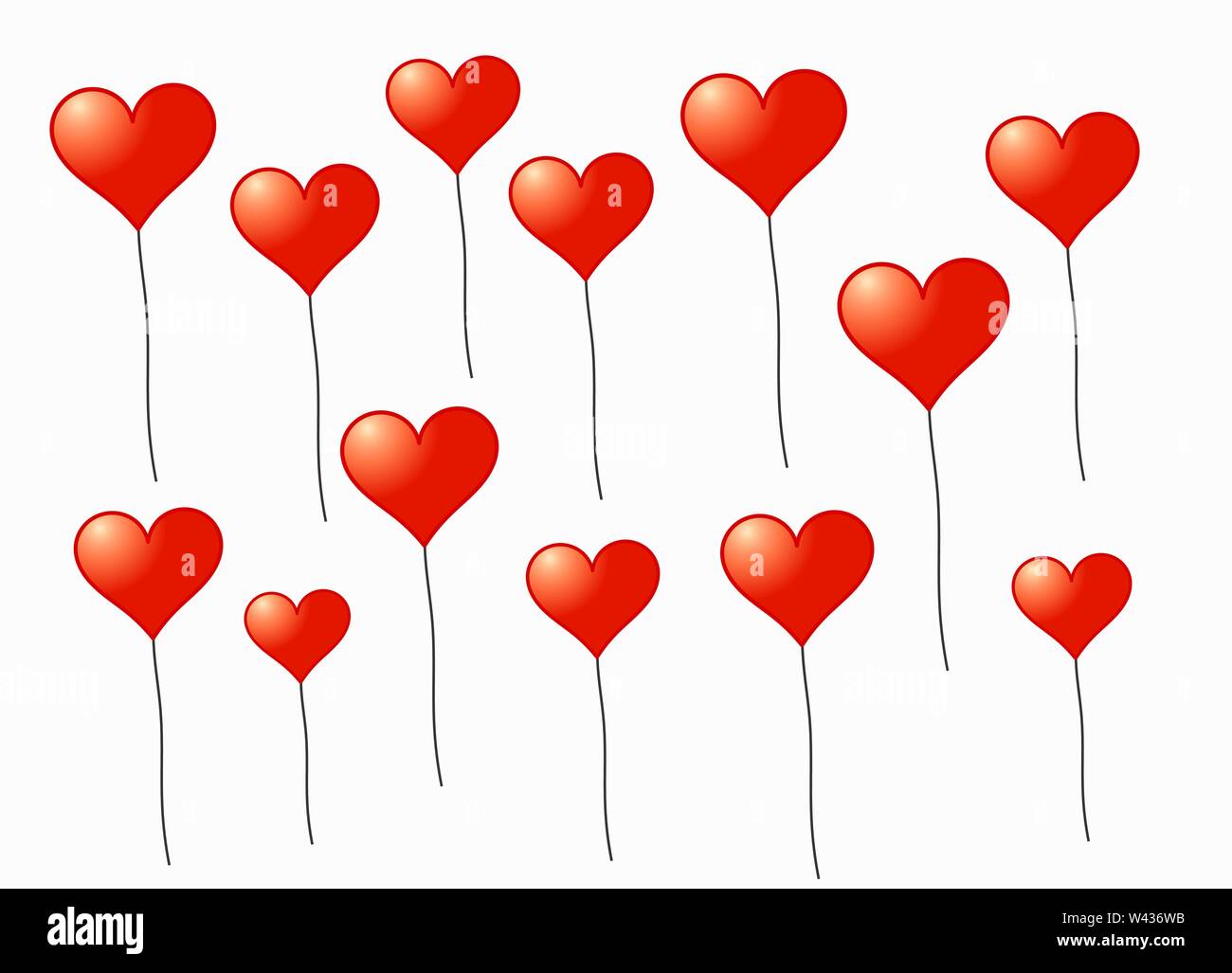 Hearts balloons flying in the air. Vector illustration Stock Vector ...