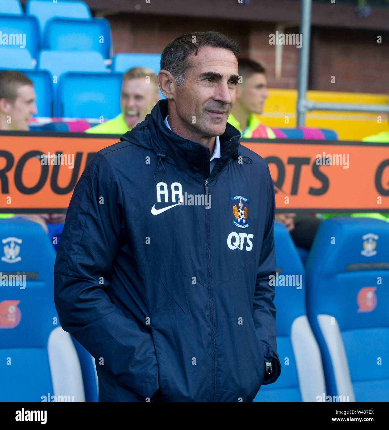 Kilmarnock manager Angelo Alessio  first home game in charge during the UEFA Europa League first qualifying round second leg match at Rugby Park, Kilmarnock Stock Photo