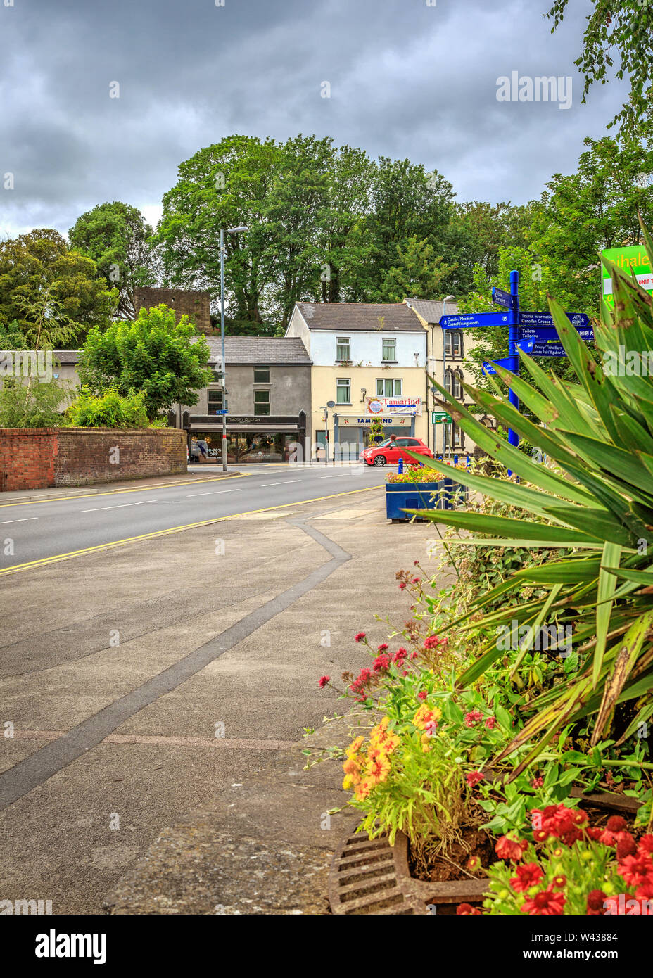 View from A40 towards Abergavenny town centre Stock Photo Alamy