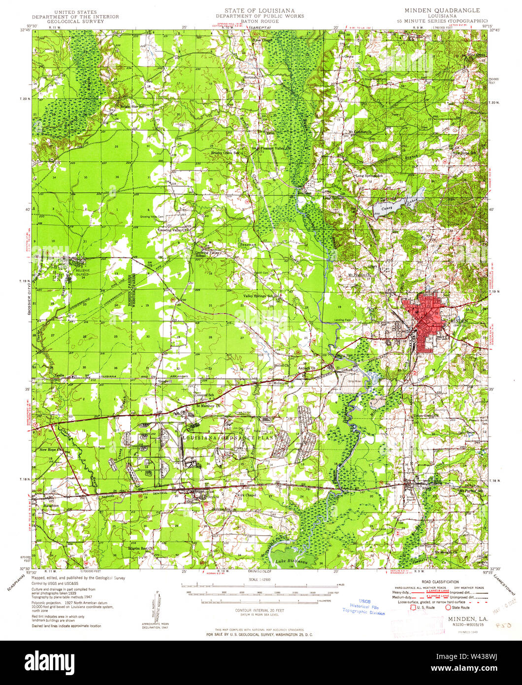 USGS TOPO Map Louisiana LA Minden 334802 1949 62500 Stock Photo