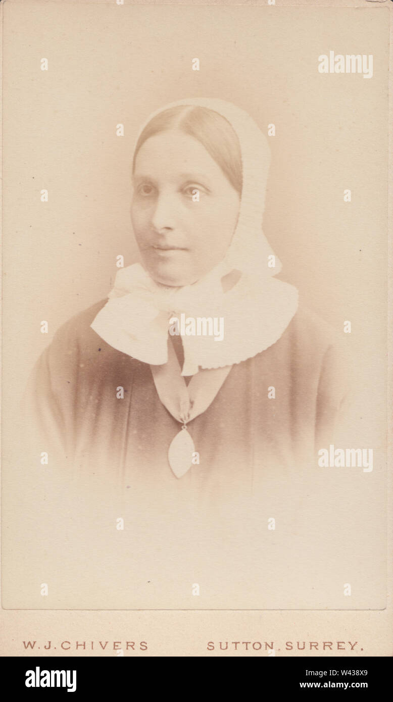 Victorian Sutton, Surrey CDV (Carte De Visite) Showing a Nurse Wearing Her Uniform Stock Photo