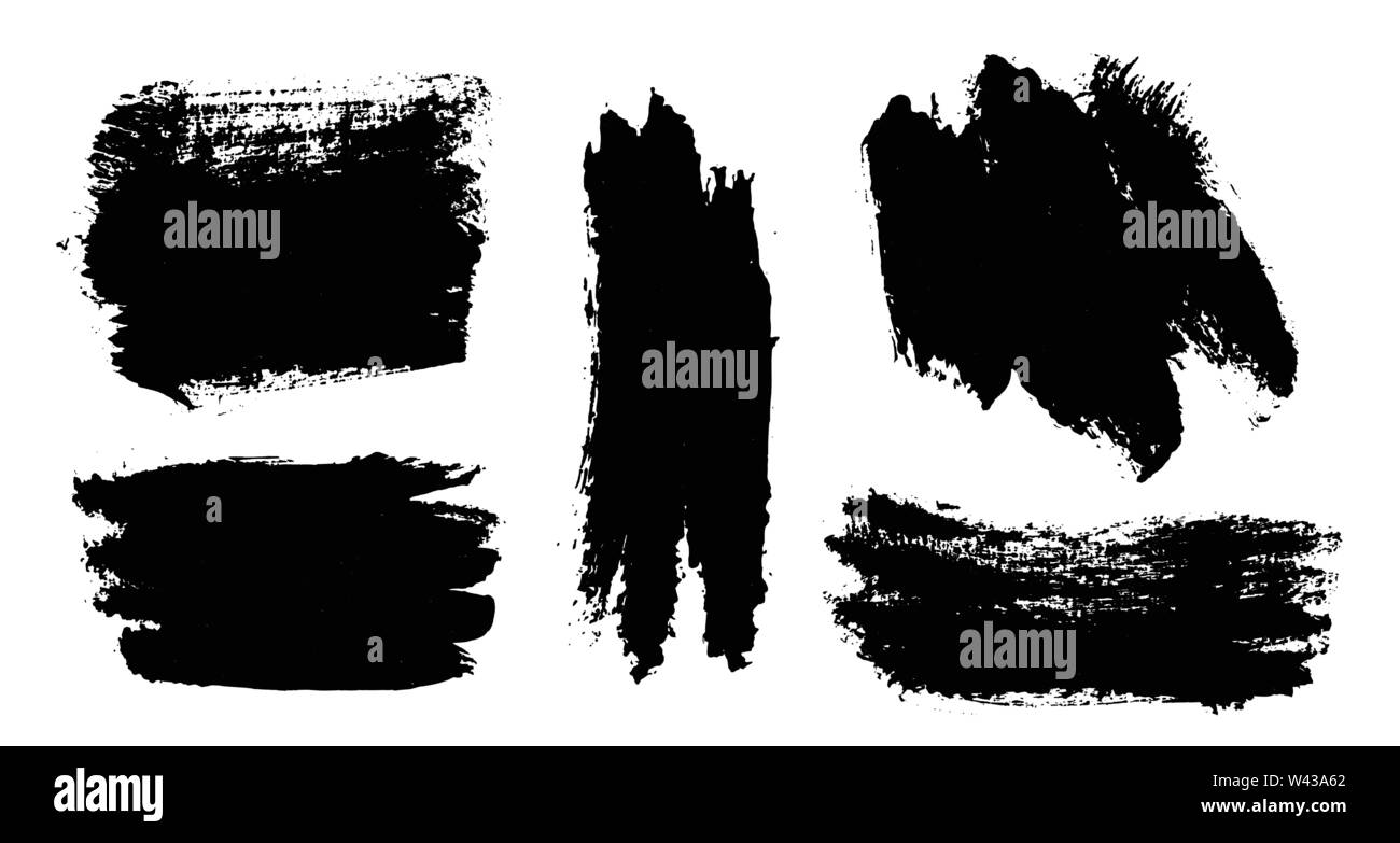 Brush Strokes Vector Paintbrush Set Grunge Design Elements Rectangle Text Boxes Dirty Distress Texture Banners Ink Splatters Grungy Painted Obje Stock Vector Image Art Alamy
