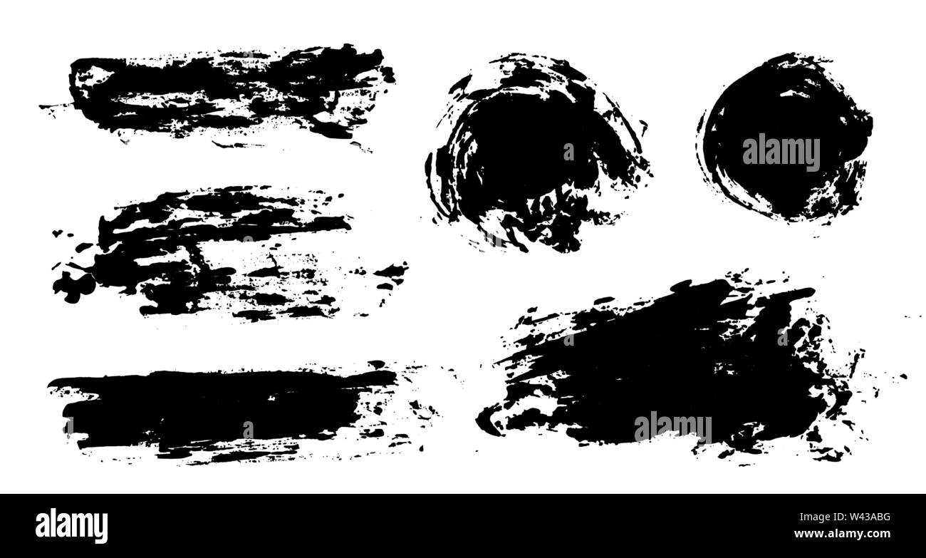 Brush strokes. Vector paintbrush set. Grunge design elements. Rectangle ...