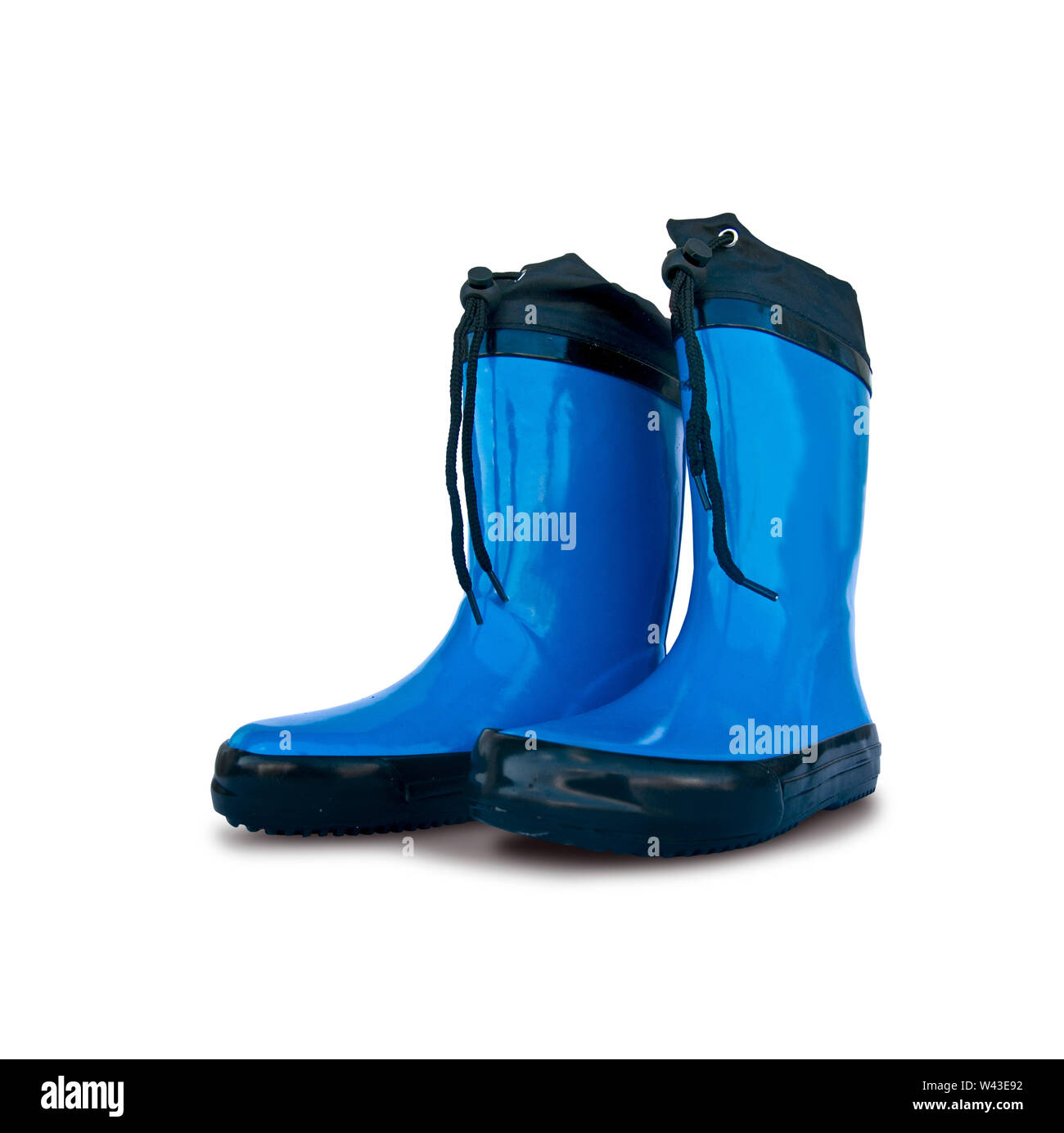 Blue rubber boots isolated on white background Stock Photo - Alamy