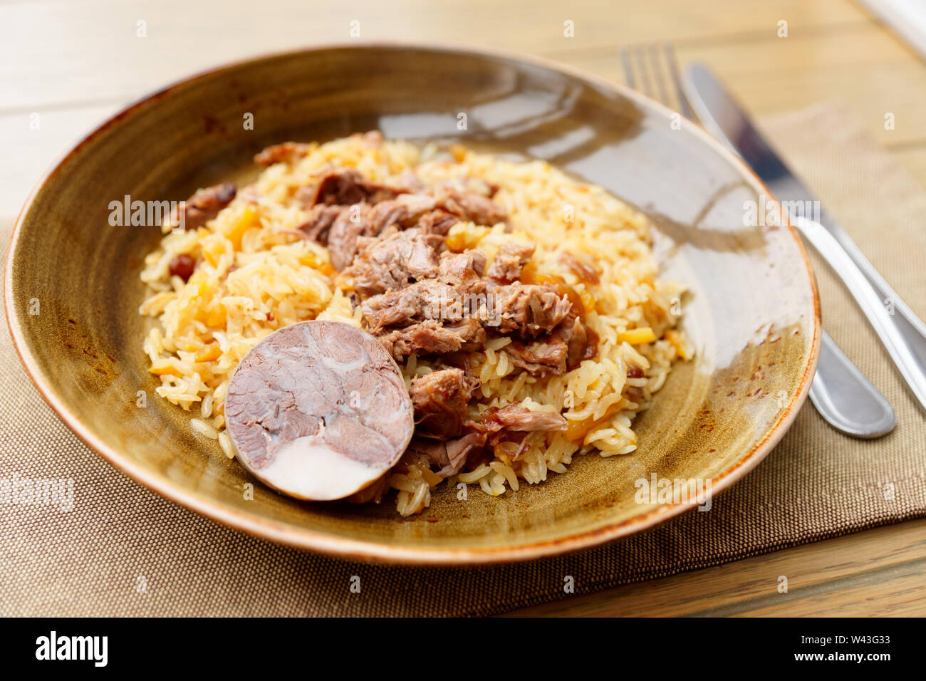 Pilaf, traditional dish of the Middle East, with lamb Stock Photo Alamy