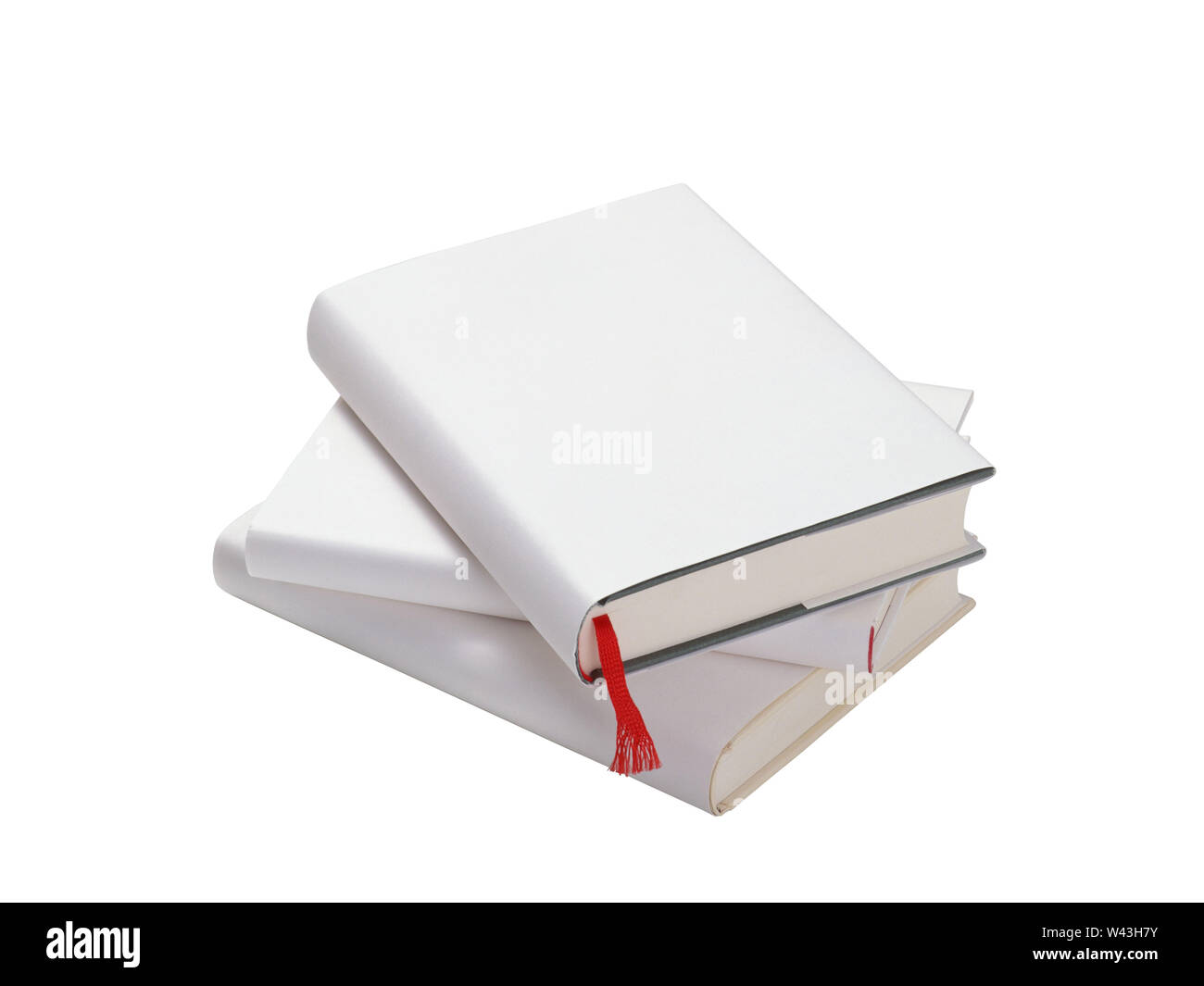 Stack of white books isolated on white background. Back to school. Stock Photo