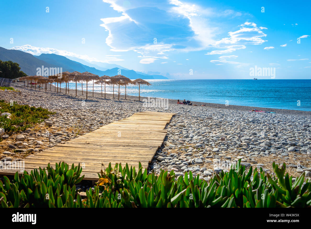 Famous sandy beach of Paleochora, Chania, Crete, Greece Stock Photo