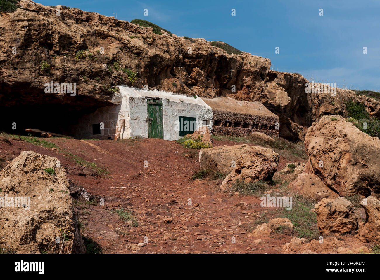 An old cabin on the Cami de Cavalls coastal walk in Minorca island. Stock Photo