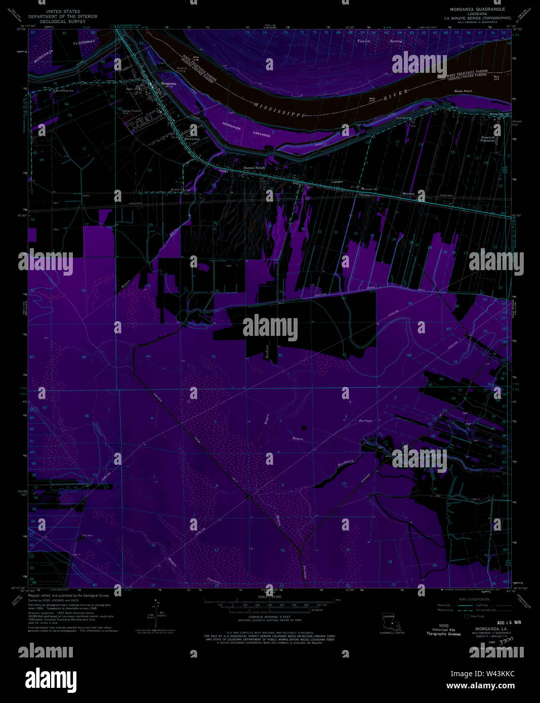 USGS TOPO Map Louisiana LA 332825 1968 24000 Inverted Stock