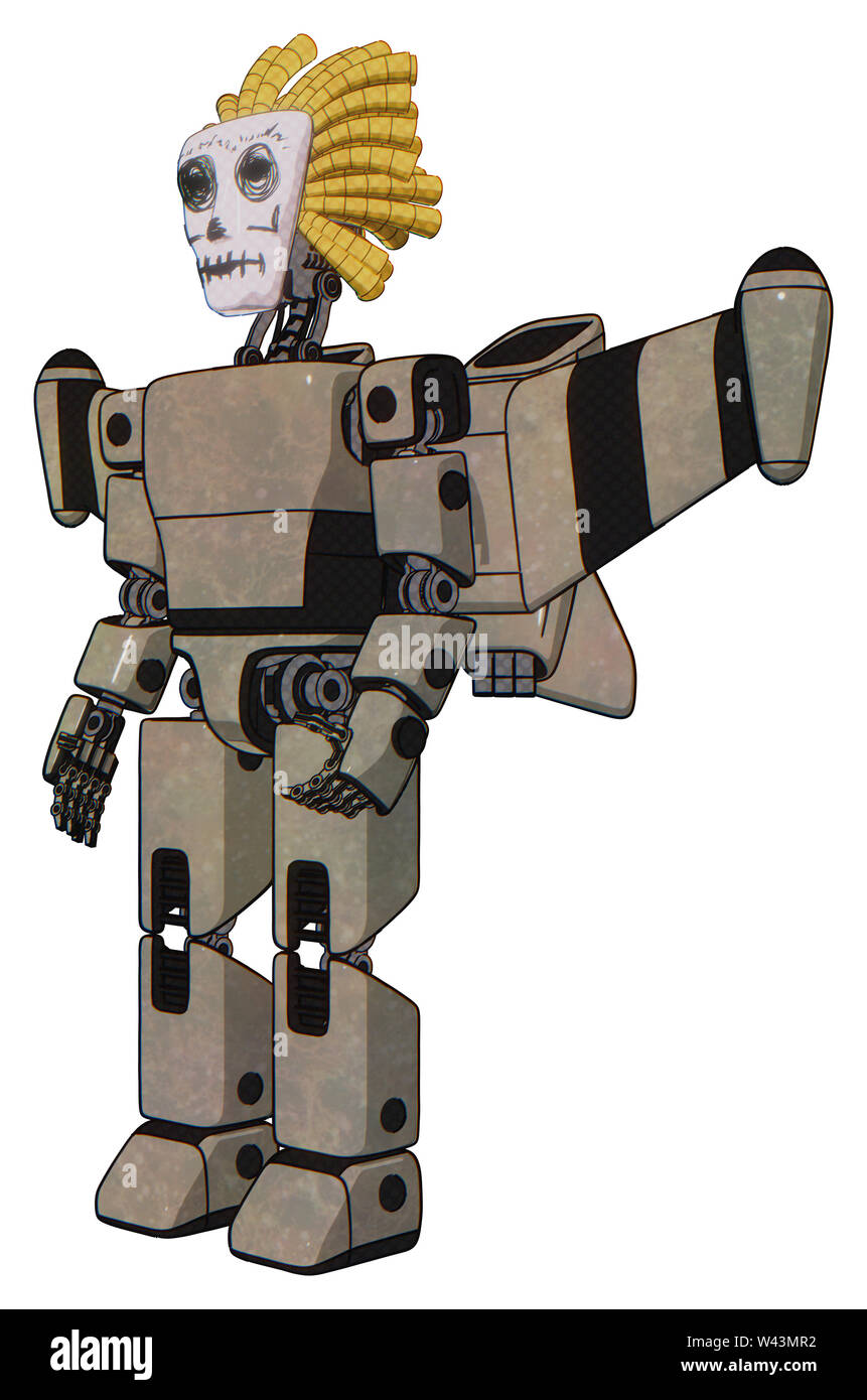 Android containing elements: humanoid face mask, skeleton war paint ...