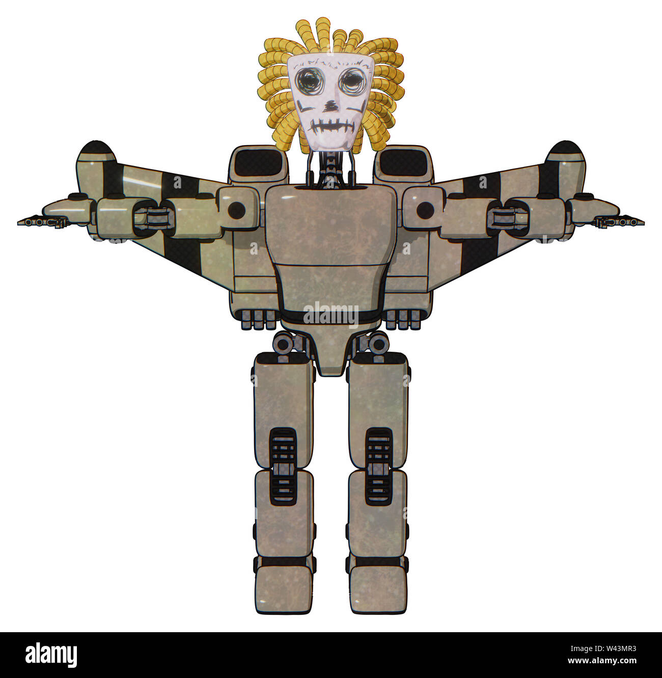Android containing elements: humanoid face mask, skeleton war paint ...