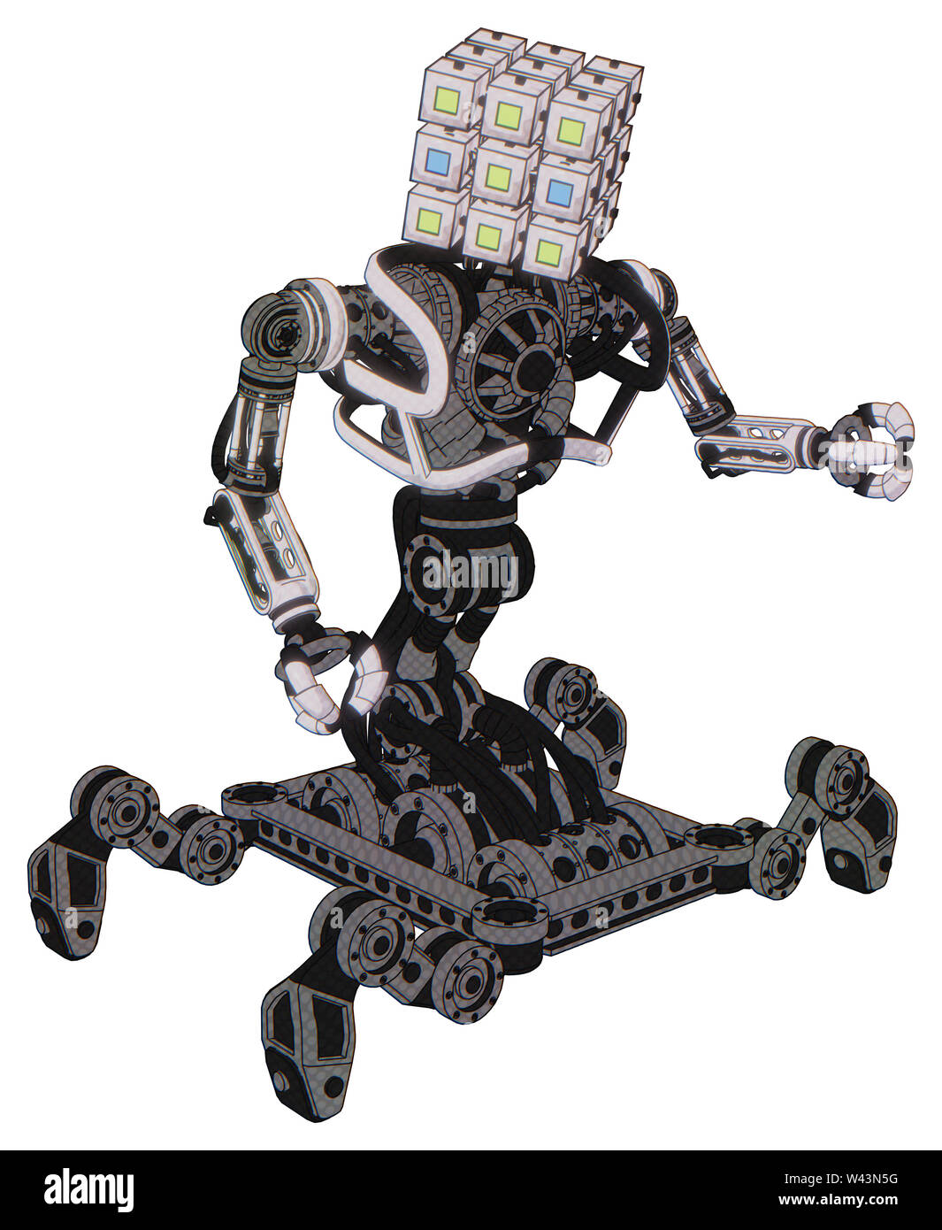 Cyborg containing elements: dual retro camera head, cube array head ...