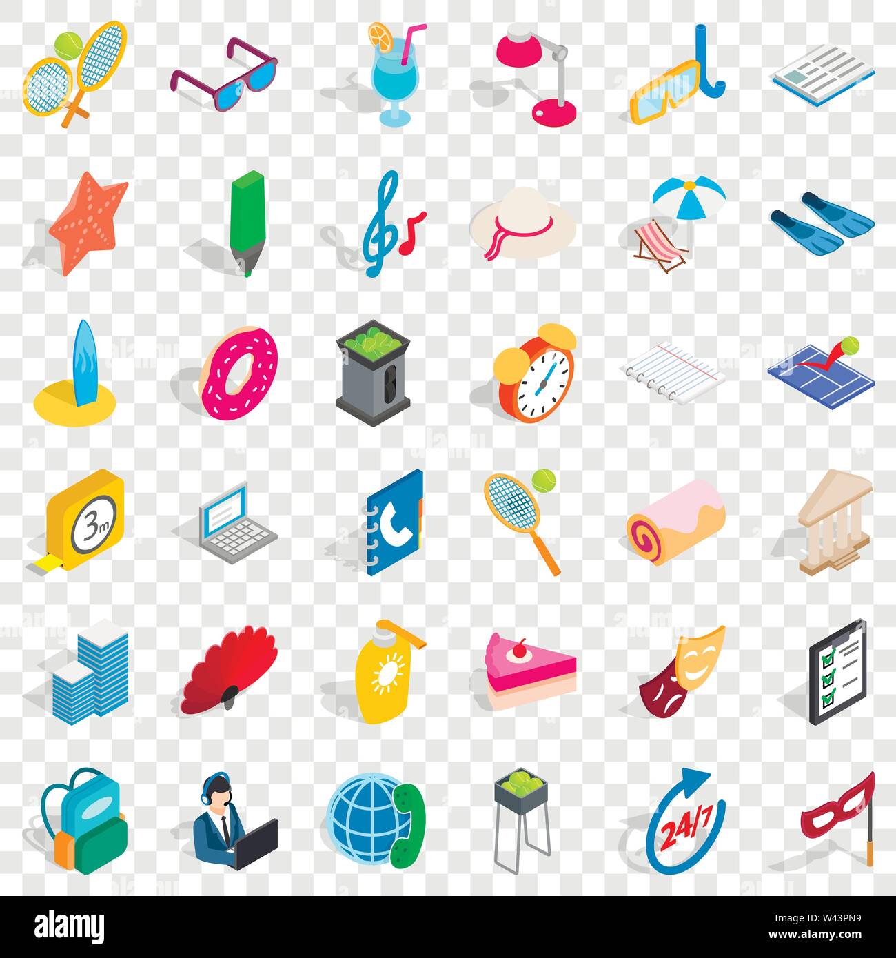 Vision icons set, isometric style Stock Vector