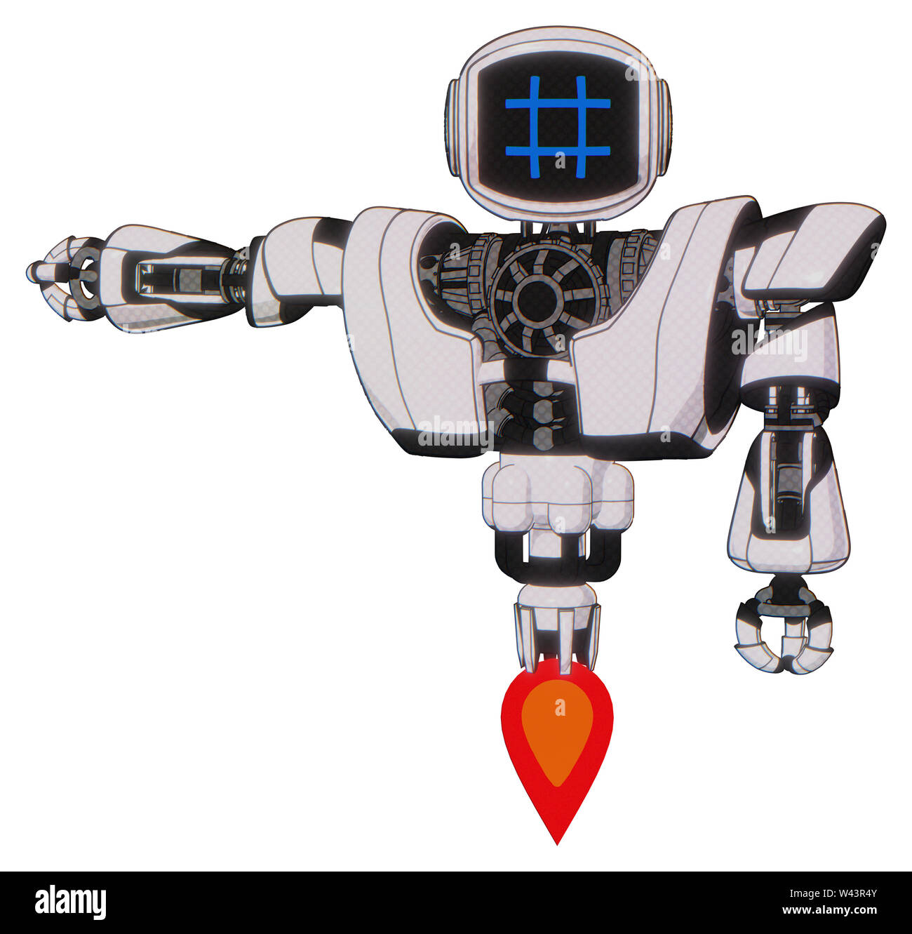 Automaton containing elements: digital display head, hashtag face ...