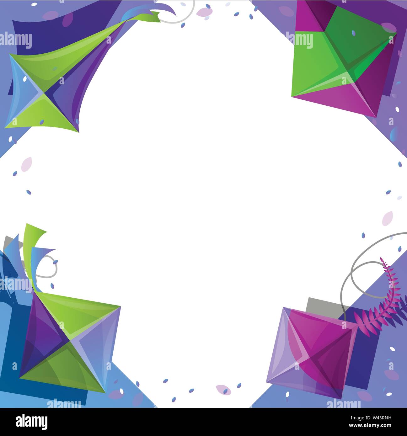 Colorful kite concept background. Cartoon illustration of colorful kite