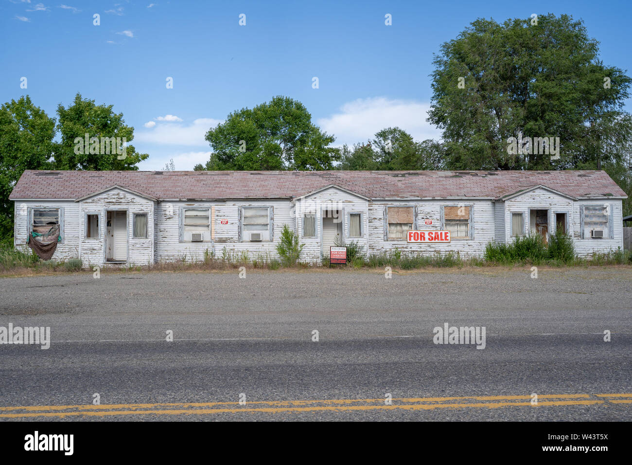Carey, Idaho June 30, 2019 Abandoned motel sits empty and for sale