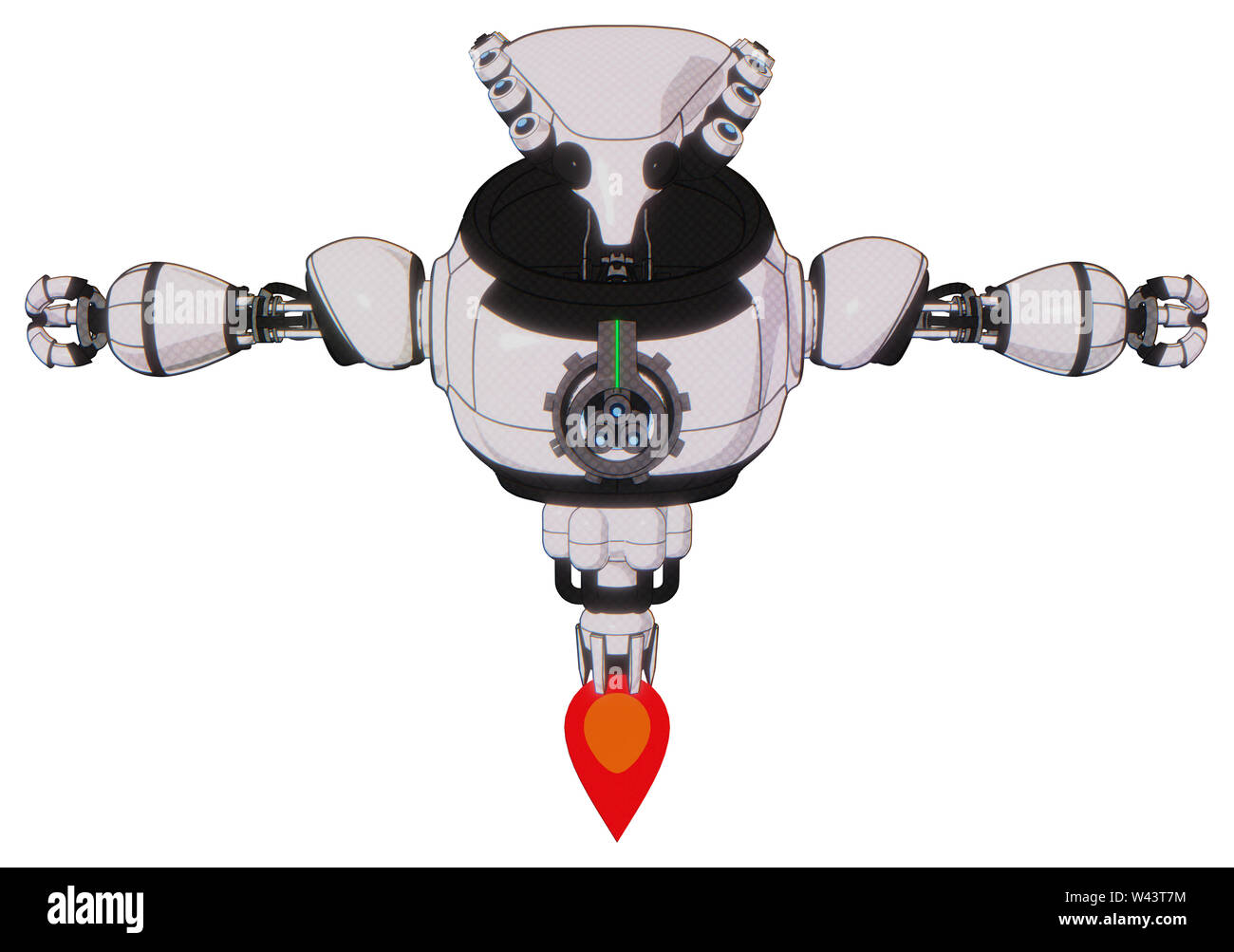 Android containing elements: flat elongated skull head, heavy upper ...