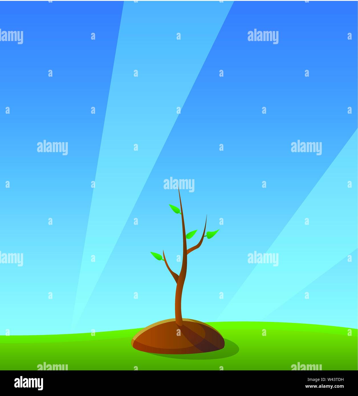 Tree growing concept background. Cartoon illustration of tree growing vector concept background for web design Stock Vector