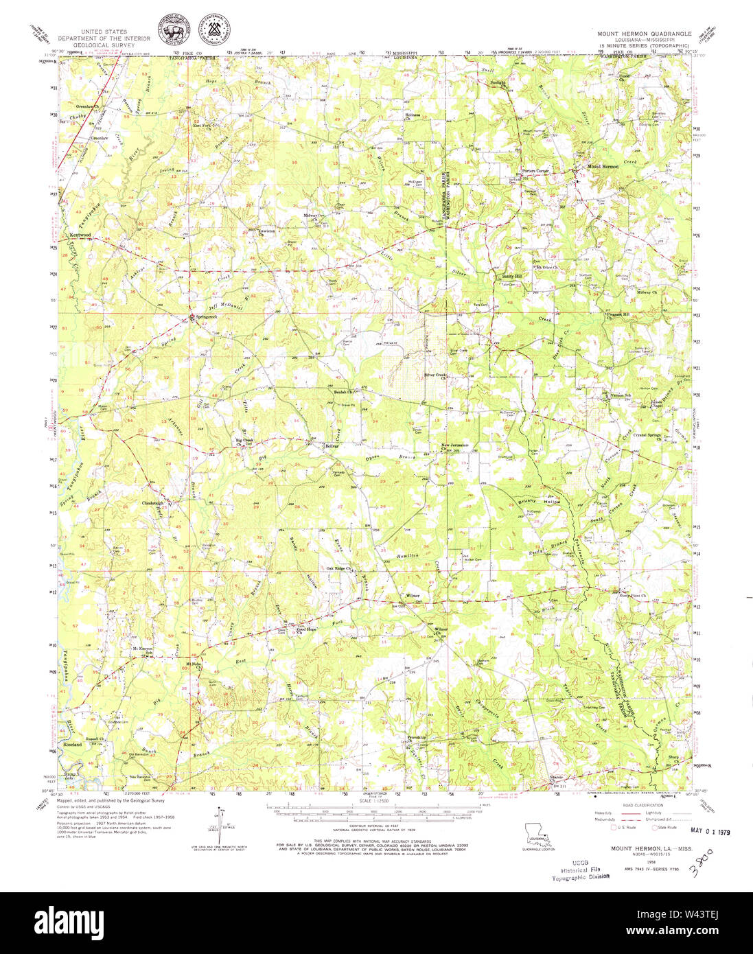 Mount Hermon Louisiana Map Usgs Topo Map Louisiana La Mount Hermon 334848 1958 62500 Stock Photo -  Alamy
