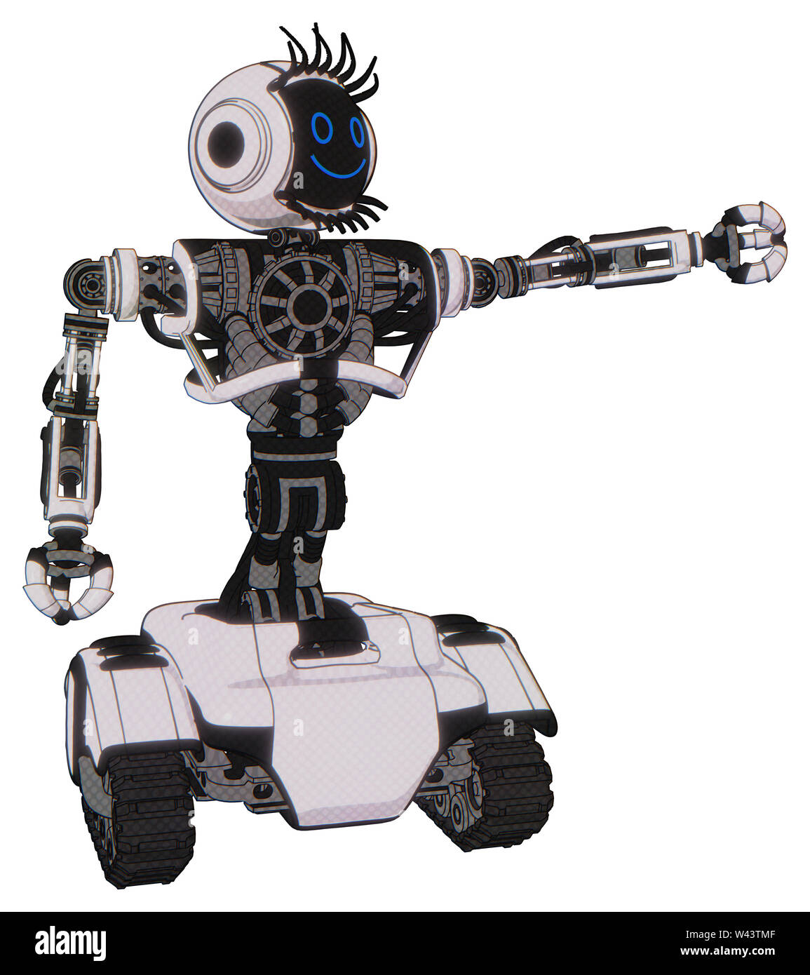 Automaton containing elements: digital display head, happy face, eye ...