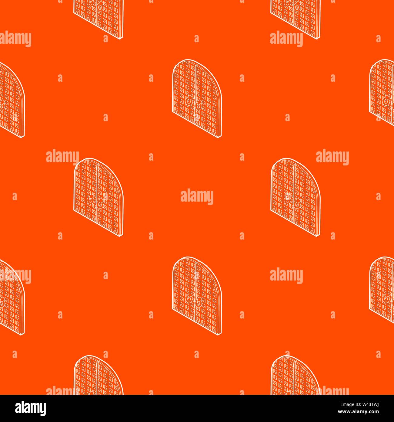 Ancient arched double doors pattern vector orange Stock Vector