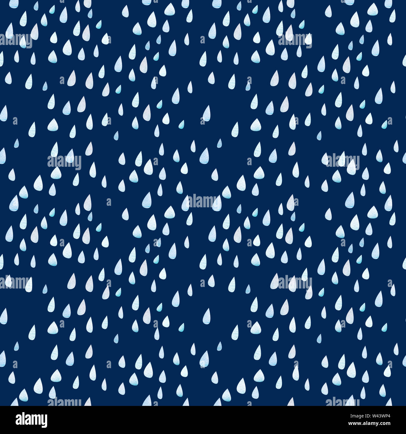 Seamless pattern with large raindrops. White-blue cartoon rain on a dark  evening sky background. Soft rounded watercolor shapes with paper texture.  Ch Stock Photo - Alamy