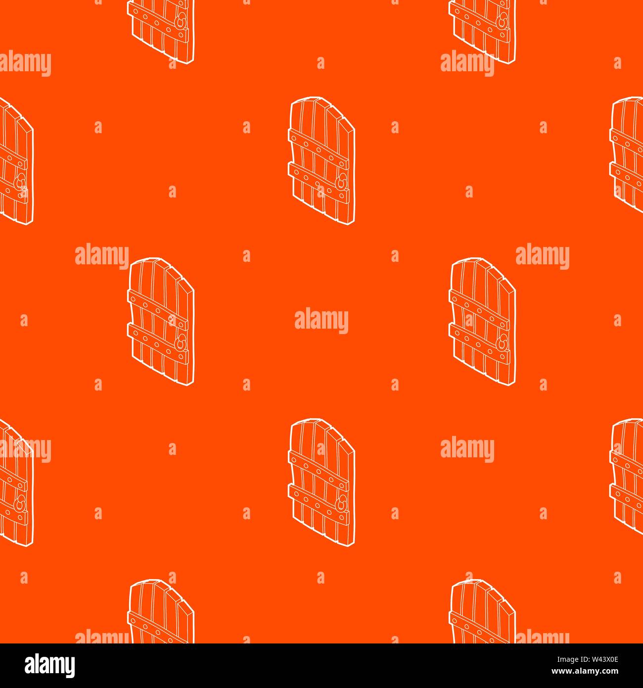 Arched wooden door pattern vector orange Stock Vector