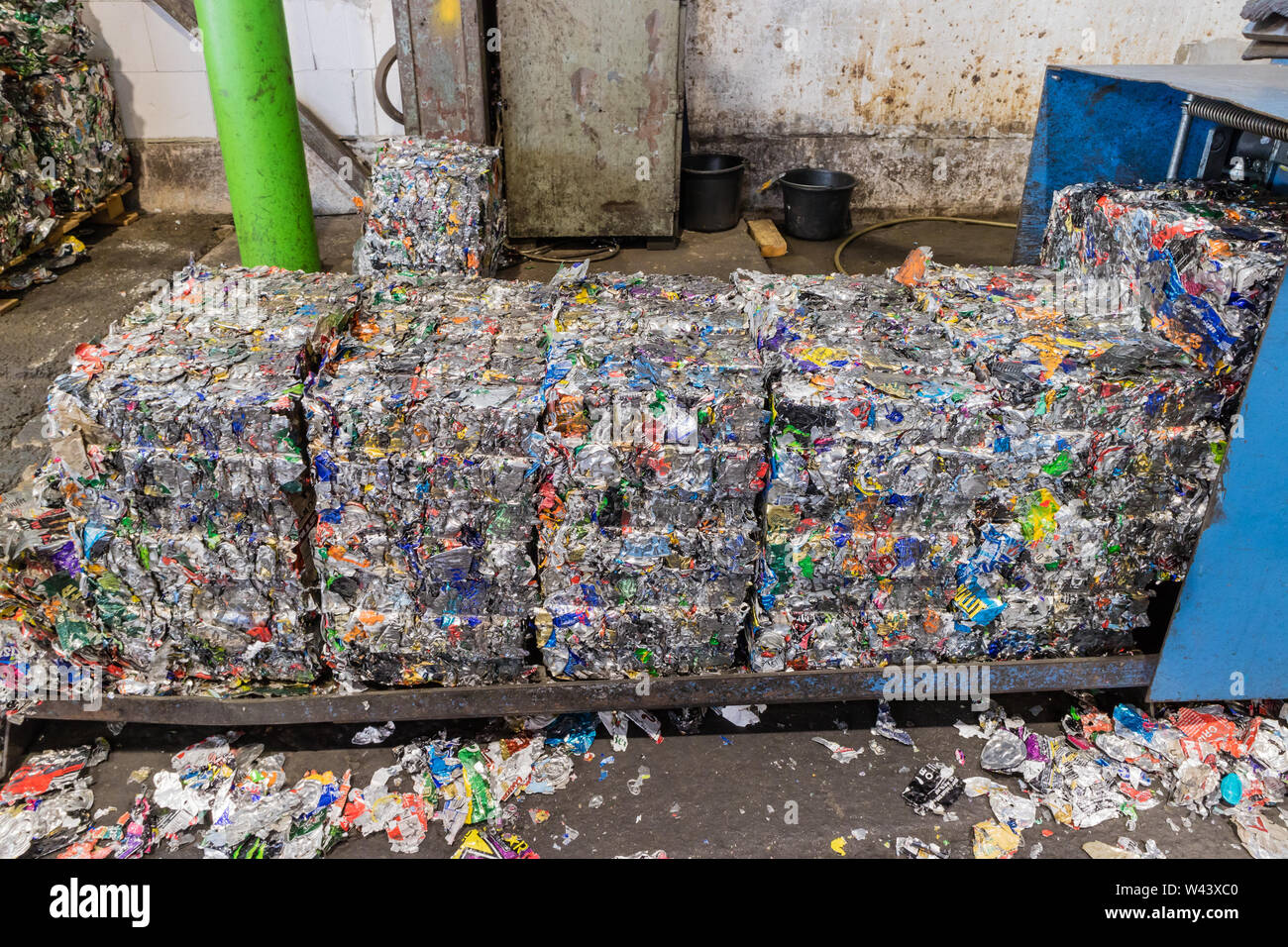 Aluminium cans recycling centers and its raw material as collection, preparation and