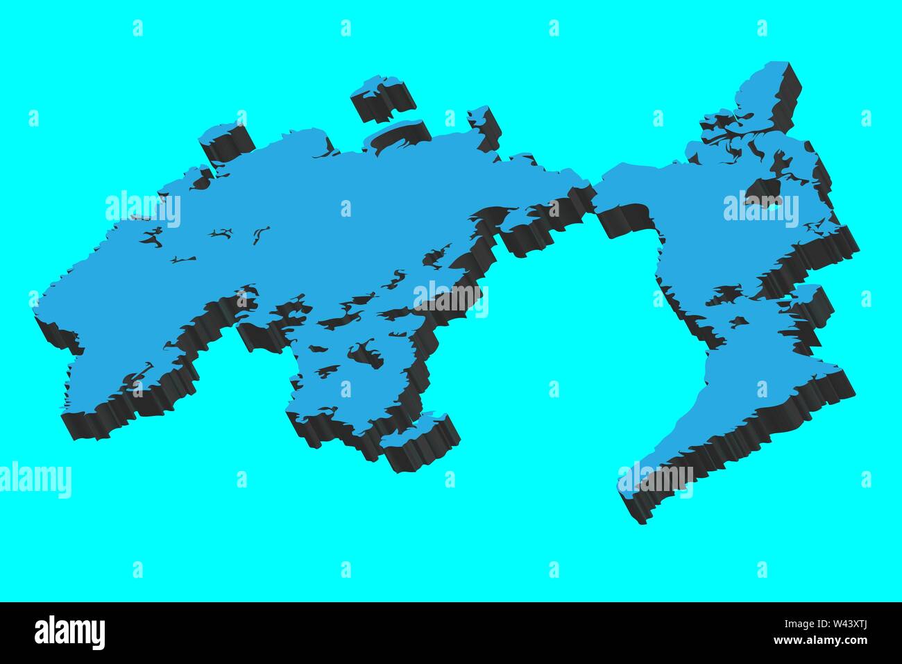 3D World Map in Blue Color Vector illustration EPS10 Stock Vector Image ...