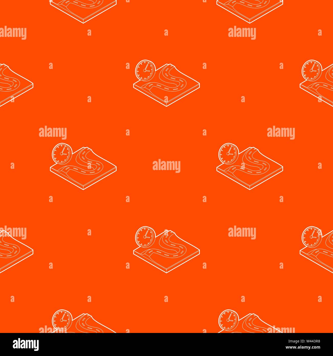 Road and clock pattern vector orange Stock Vector