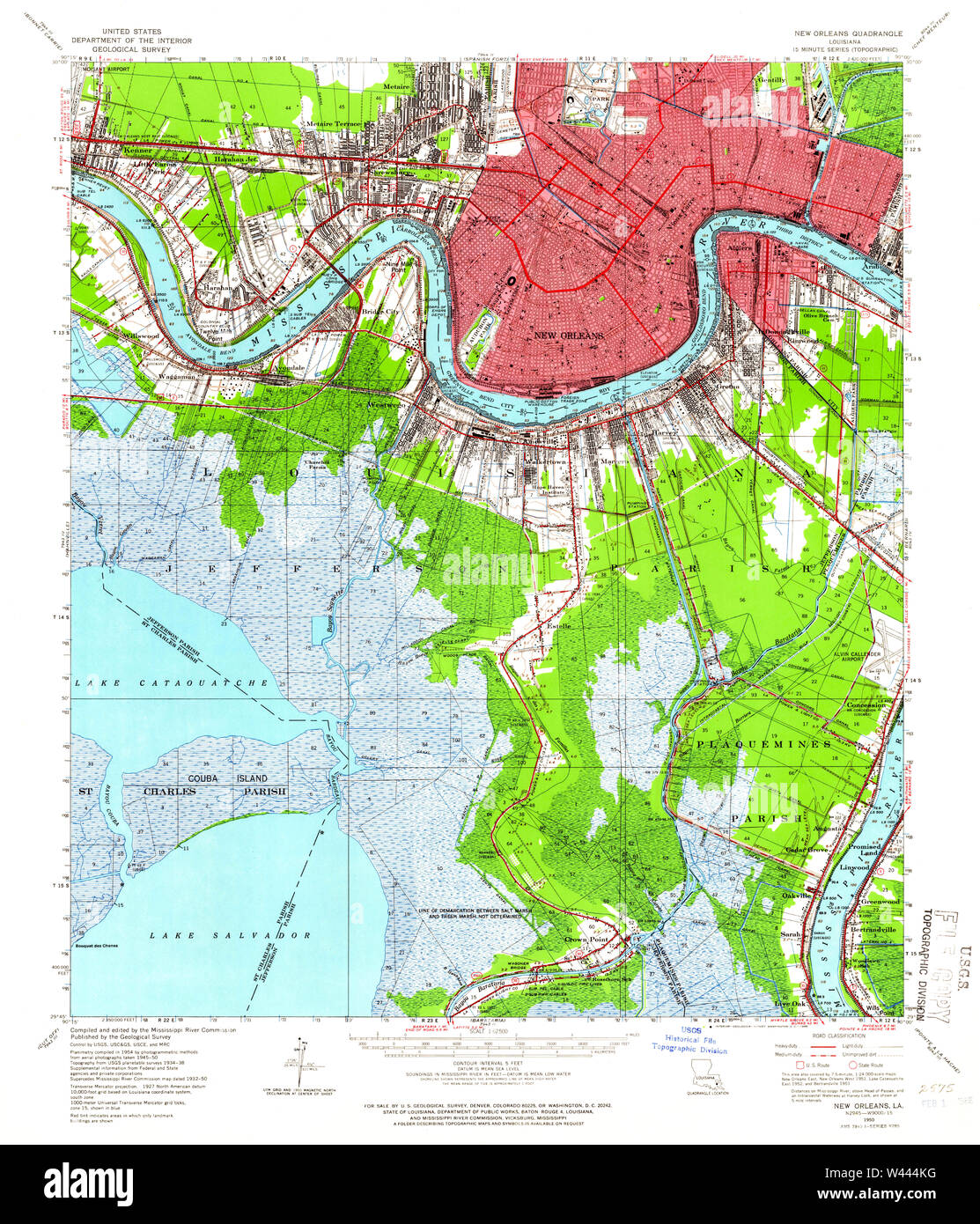 Usgs Topo Map Louisiana La New Orleans 334859 1950 62500 Stock