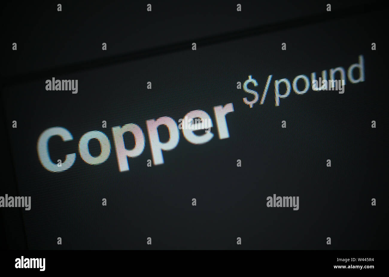 Copper value sign on stock exchange Stock Photo Alamy