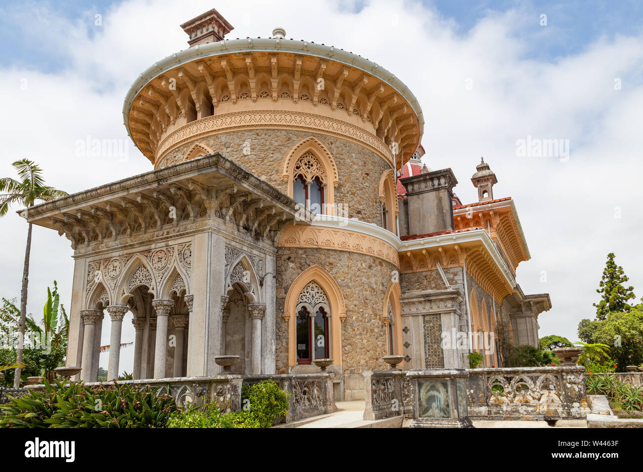 Palace Monserrat in Sintra, Portugal. details of the building with exquisite Moorish architecture Stock Photo
