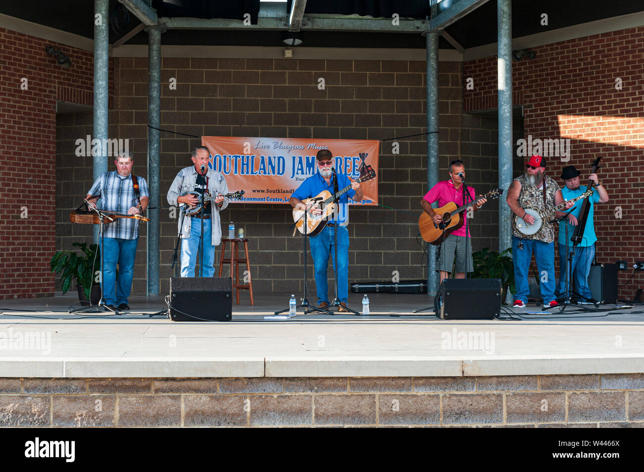 Custom Made Bluegrass performing at Southland Jamboree July 18, 2019 Stock Photo