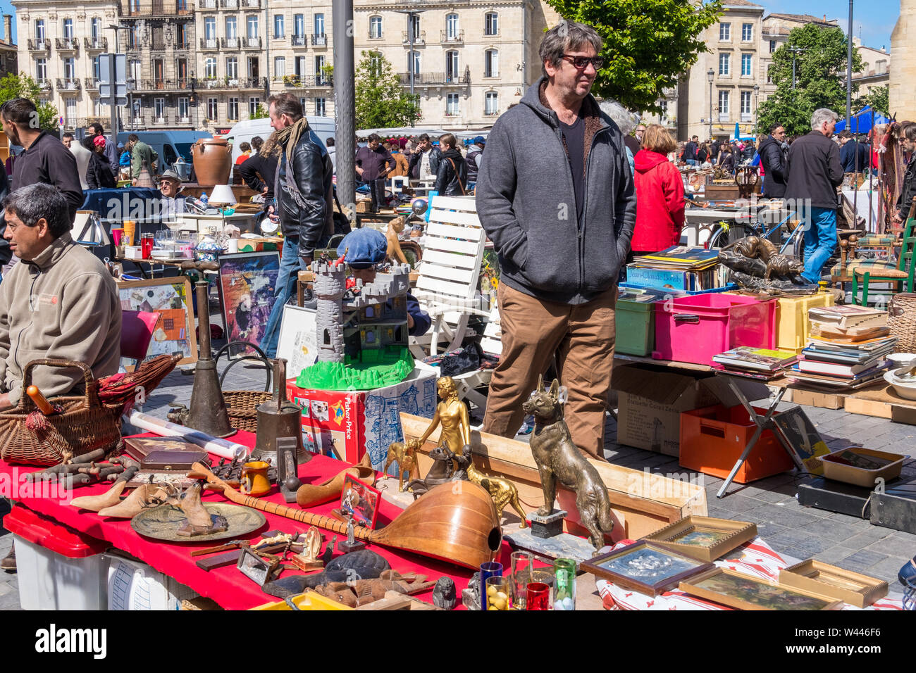 Bordeaux, France May 5, 2019 Famous Bordeaux flea market Marche Aux