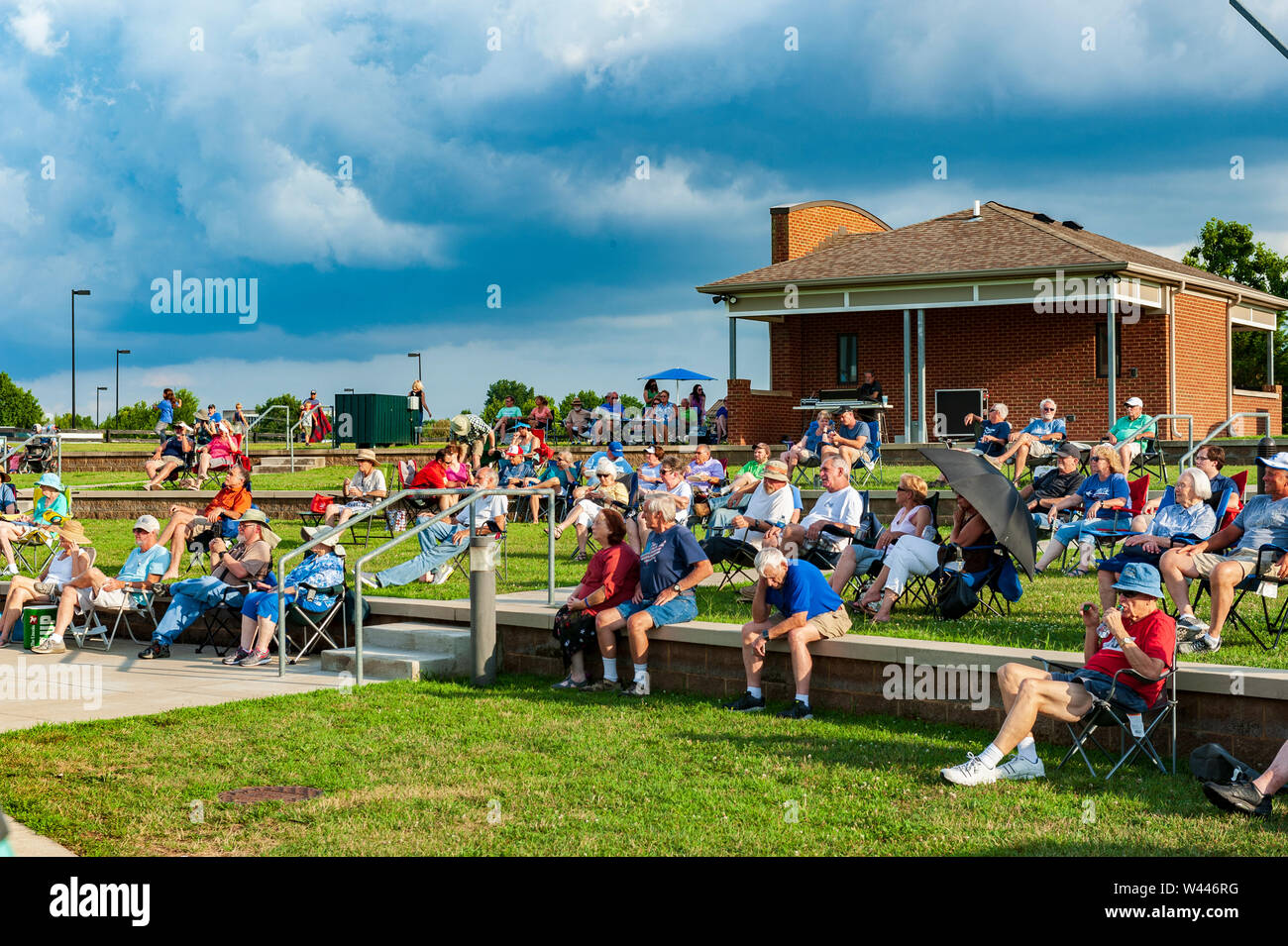 Custom Made Bluegrass performing at Southland Jamboree July 18, 2019 Stock Photo