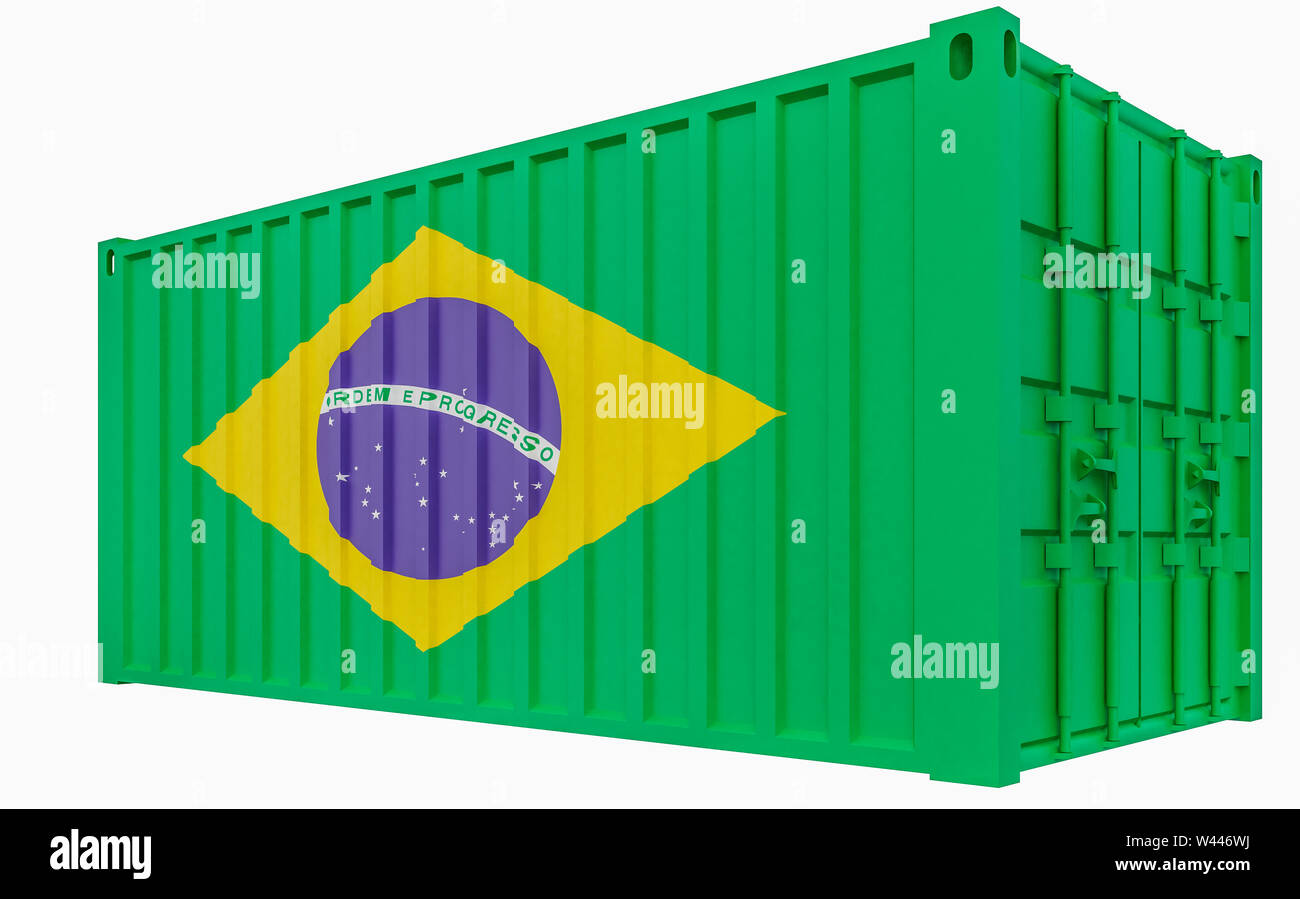 3D Render of Cargo Container with Brazil Flag Stock Photo - Alamy