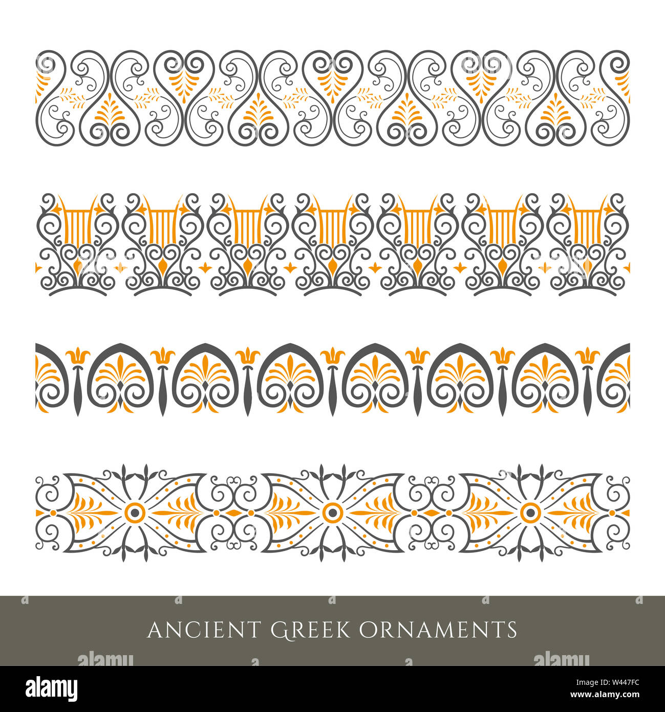 Set of decorative ancient greek seamless ornamental border Stock Photo ...