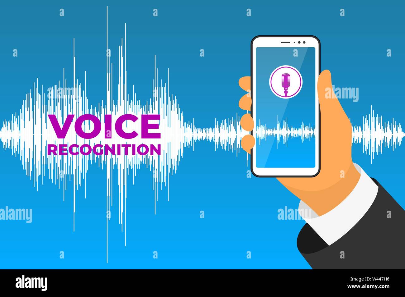 Personal assistant and voice recognition mobile app. Hand holds