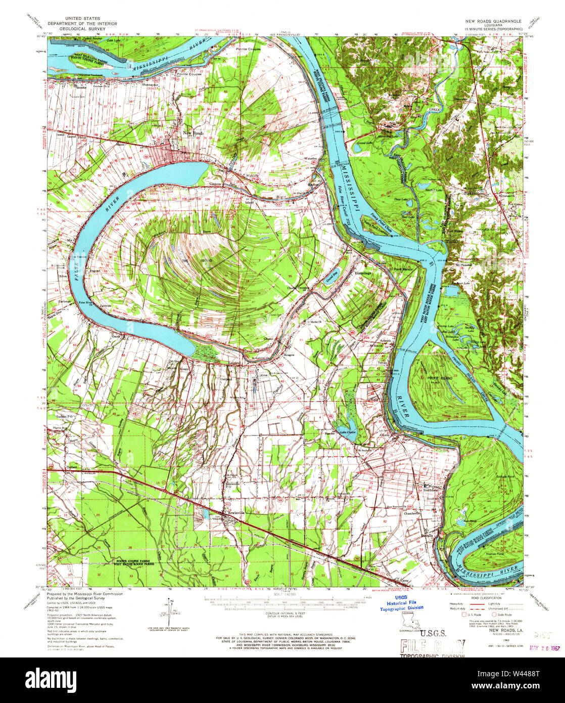 New Roads Louisiana Map Usgs Topo Map Louisiana La New Roads 334867 1963 62500 Stock Photo - Alamy