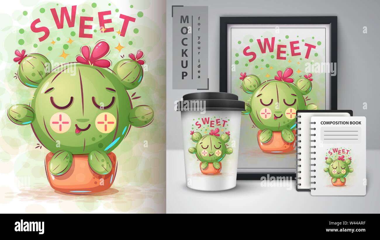Download Princess Cactus Mockup For Your Idea Stock Vector Image Art Alamy