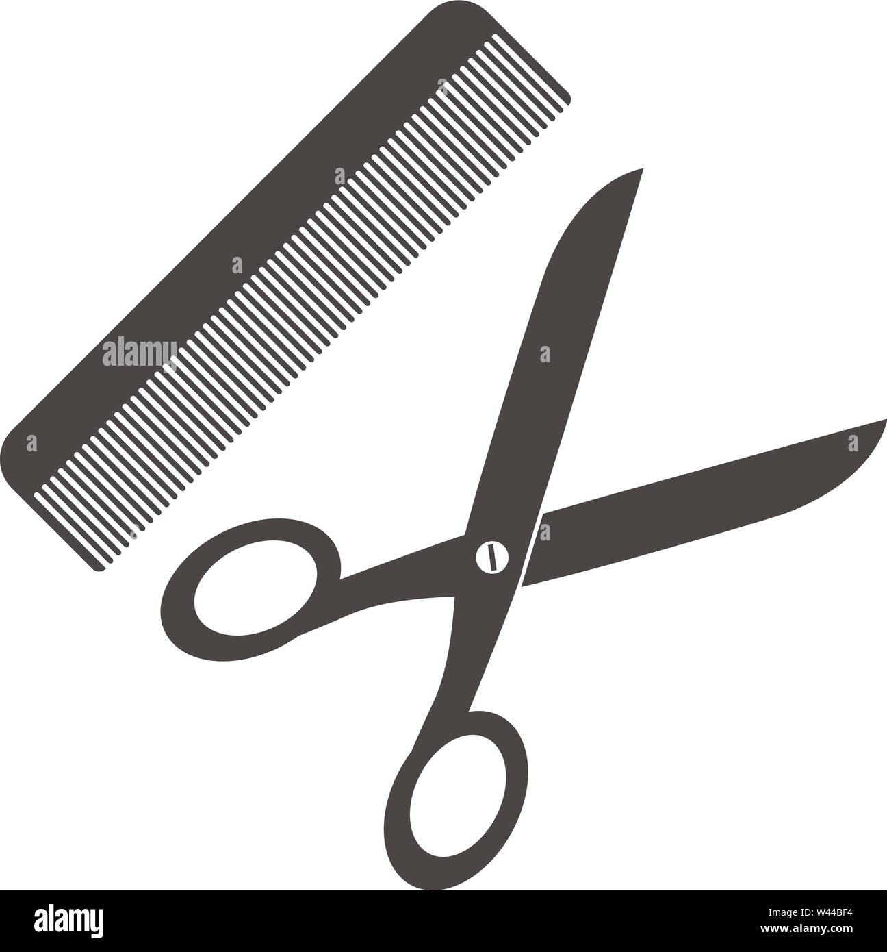 simple flat scissors and comb icon or symbol vector illustration Stock Vector