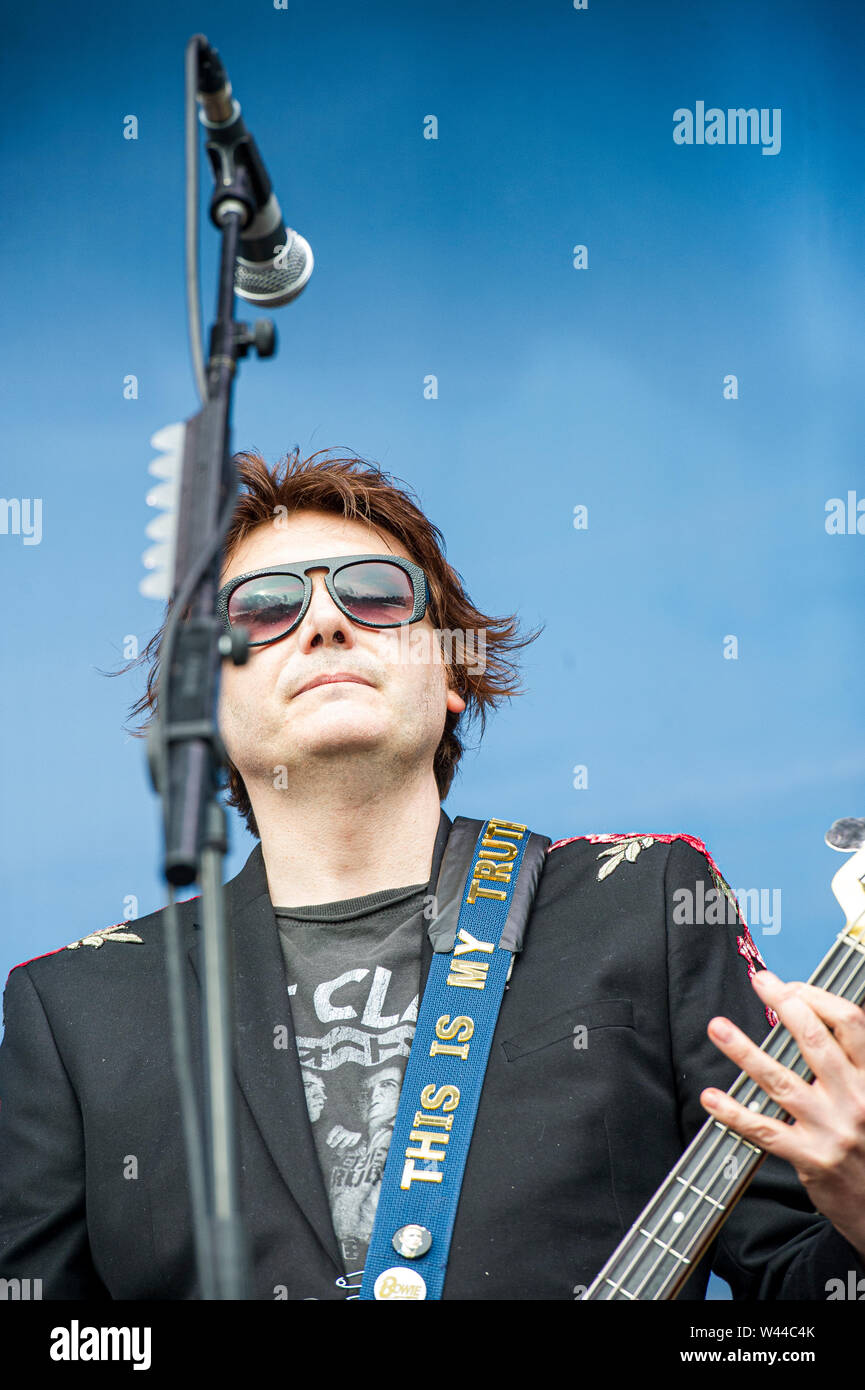 England, Sheffield, Tramlines Festival, 19th July 2019. Manic Street Preachers on main stage. Sheffield's Biggest Ever, Tickets now SOLD OUT Stock Photo