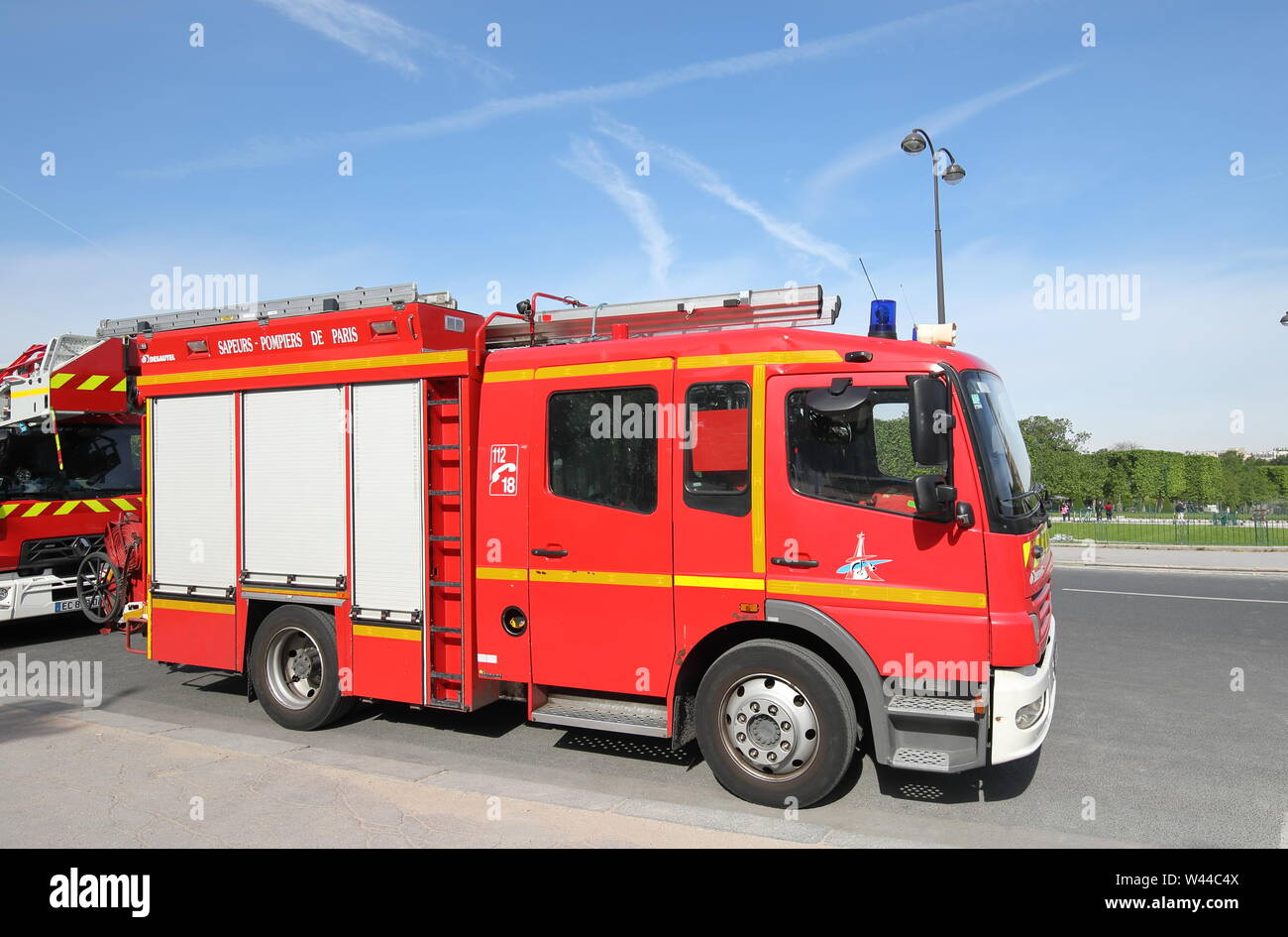 Fire engine vehicle in Paris France Stock Photo